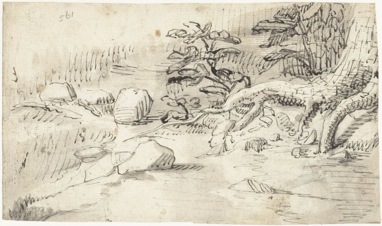 A patak közelében lévő fa gyökereinek tanulmányozása alkotó: Gerard ter Borch (I)