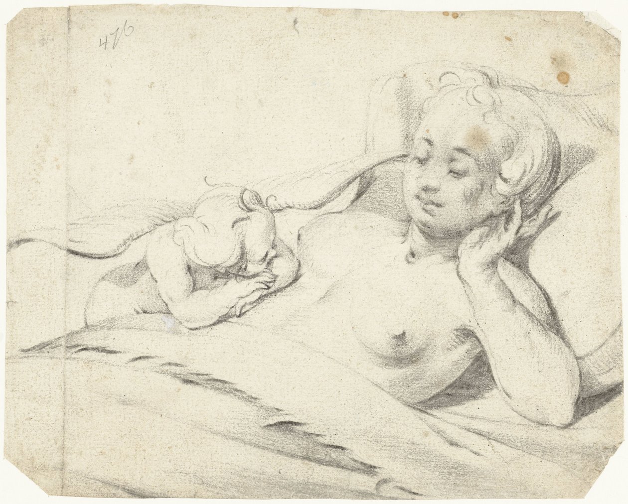 Vénusz az ágyban és Ámor néz alkotó: Gerard ter Borch (I)