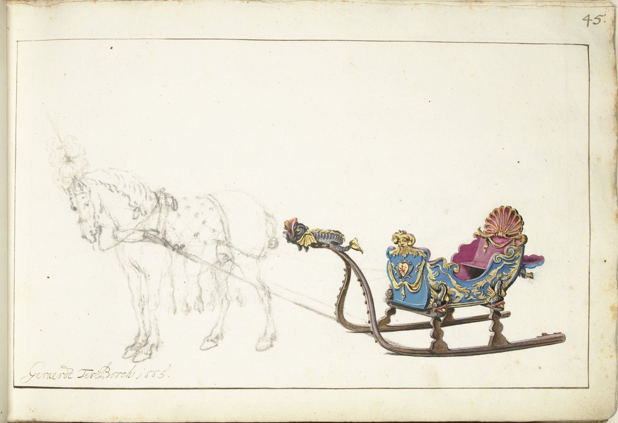 Ló és szán alkotó: Gerard ter Borch (II) (signed by artist)