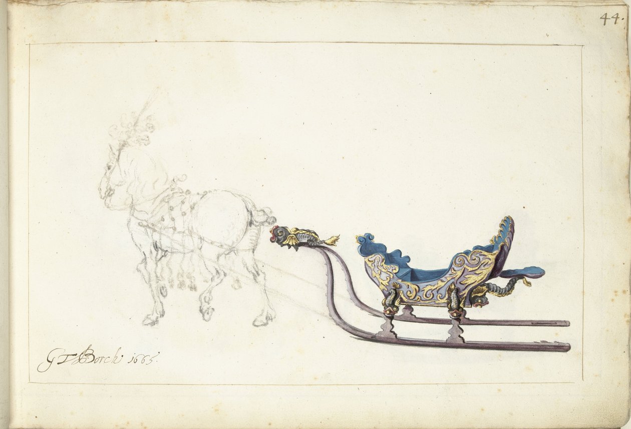 Ló és szán alkotó: Gerard ter Borch (II) (signed by artist)