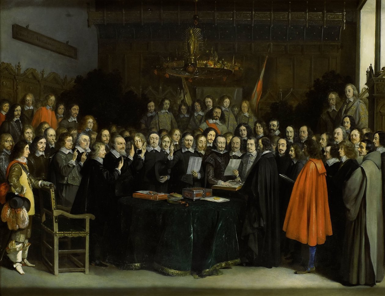 A Munsteri Szerződés ratifikálása A münsteri béke esküje 1648-ban alkotó: Gerard ter Borch (II)