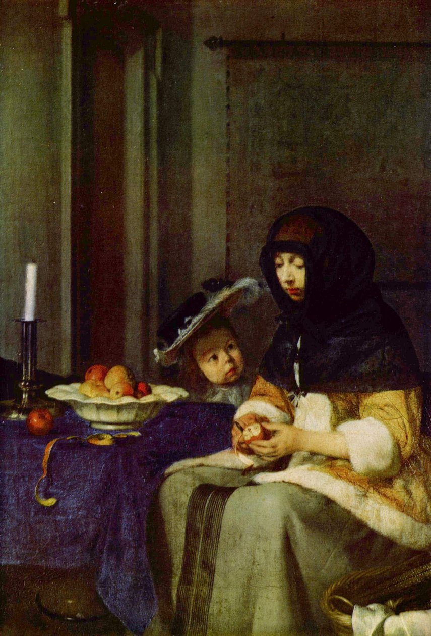 Német: Apfelschälerin Alma hámozó alkotó: Gerard ter Borch