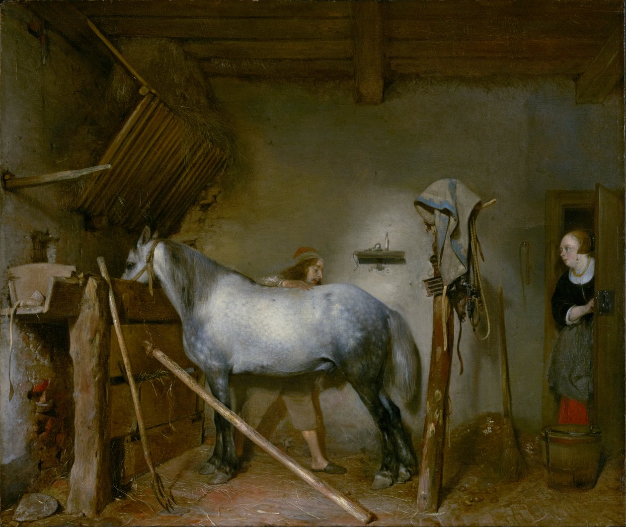 Ló istállóban, 1652-54 körül alkotó: Gerard ter Borch