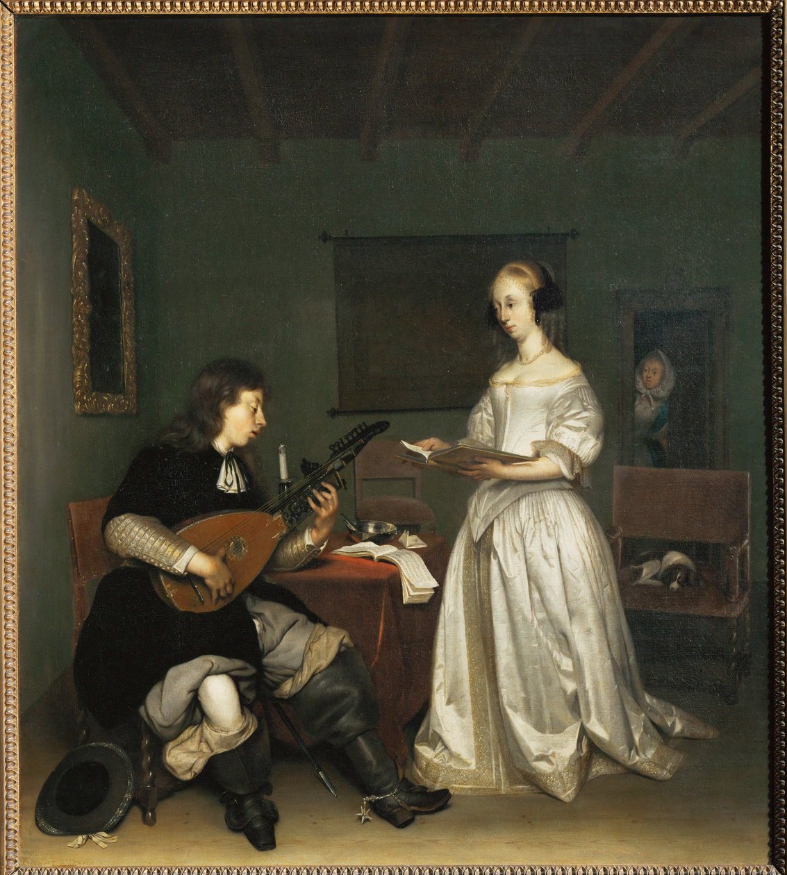 A duó: énekes és teorbó lantos ... alkotó: Gerard ter Borch or Terborch
