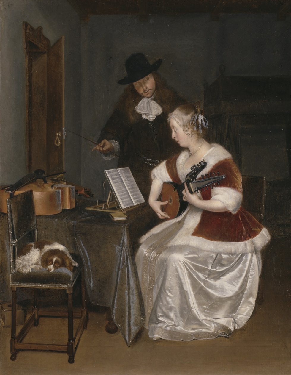A zenelecke, 1670 körül alkotó: Gerard ter Borch