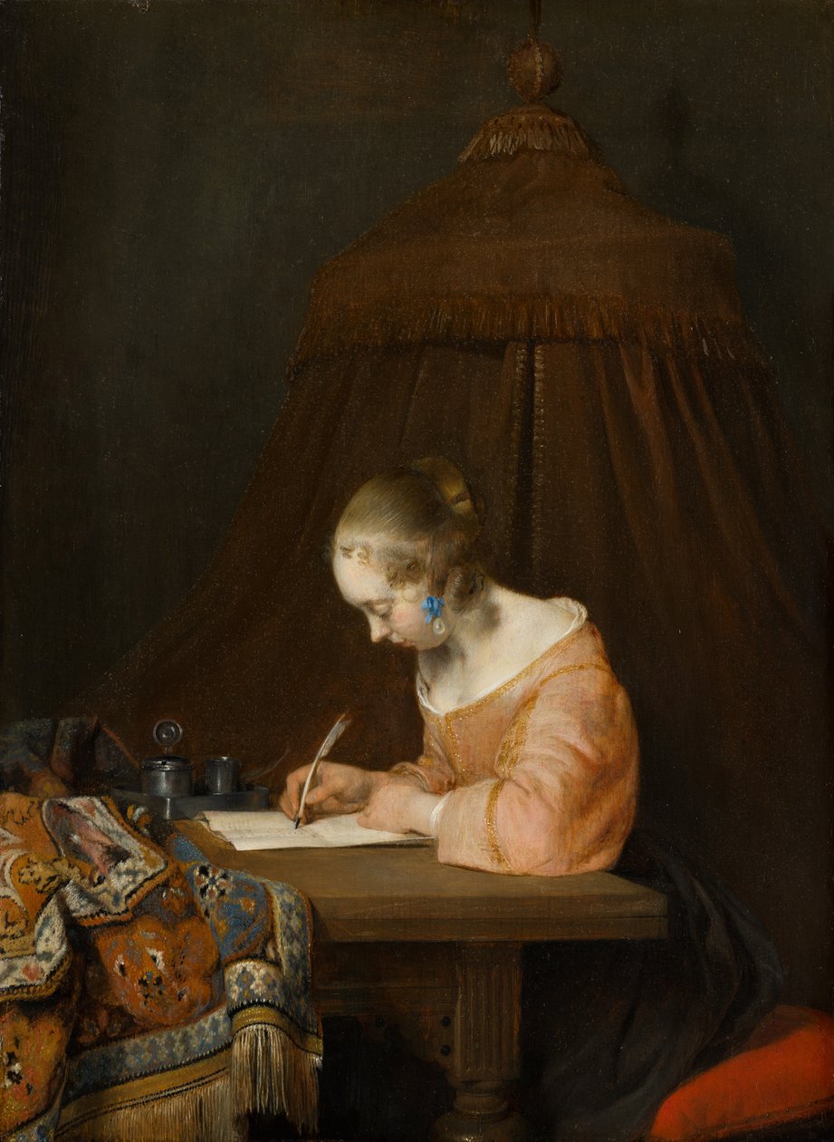 Levelet író nő, 1655 körül alkotó: Gerard ter Borch