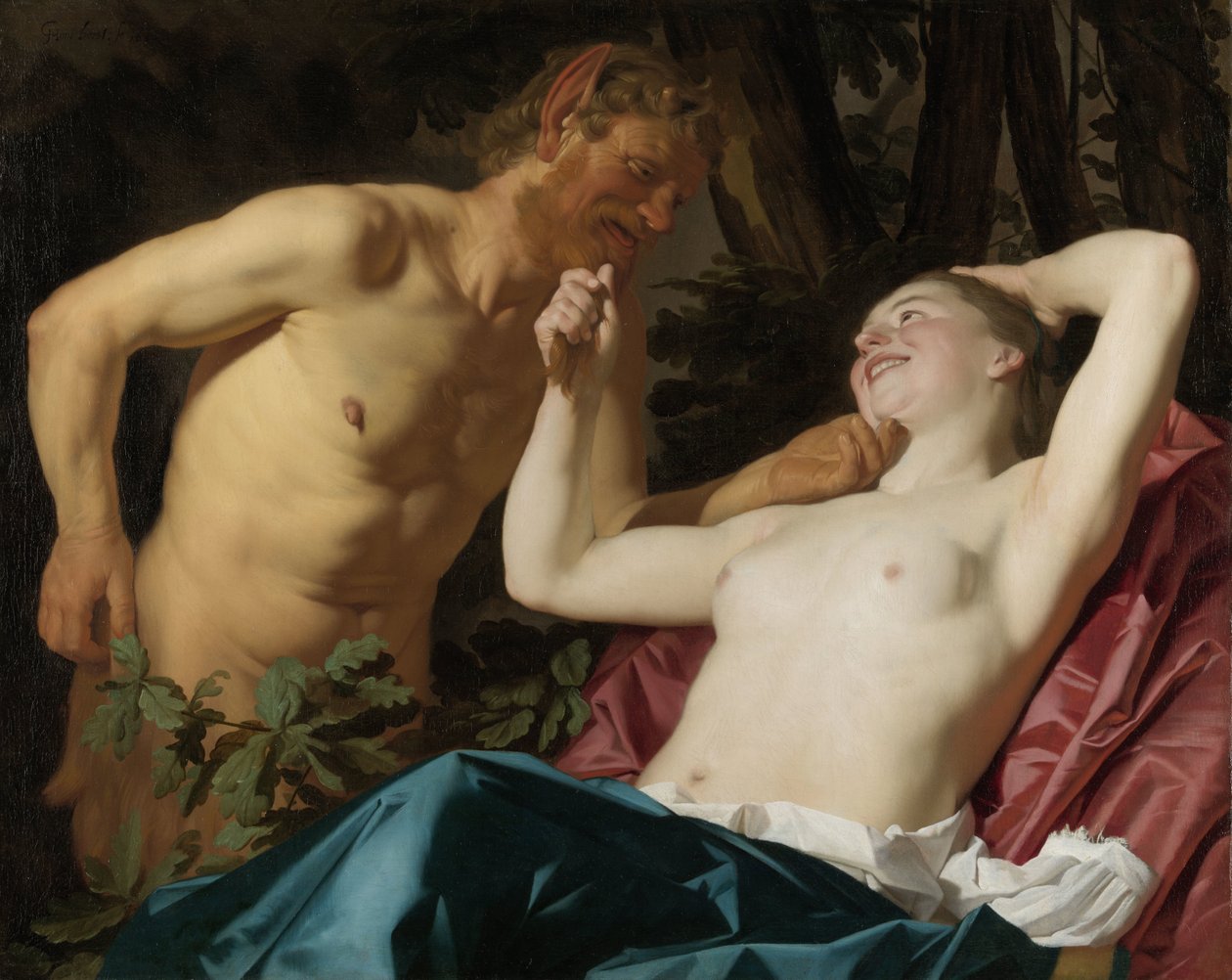 Szatír és nimfa alkotó: Gerard van Honthorst (signed by artist)