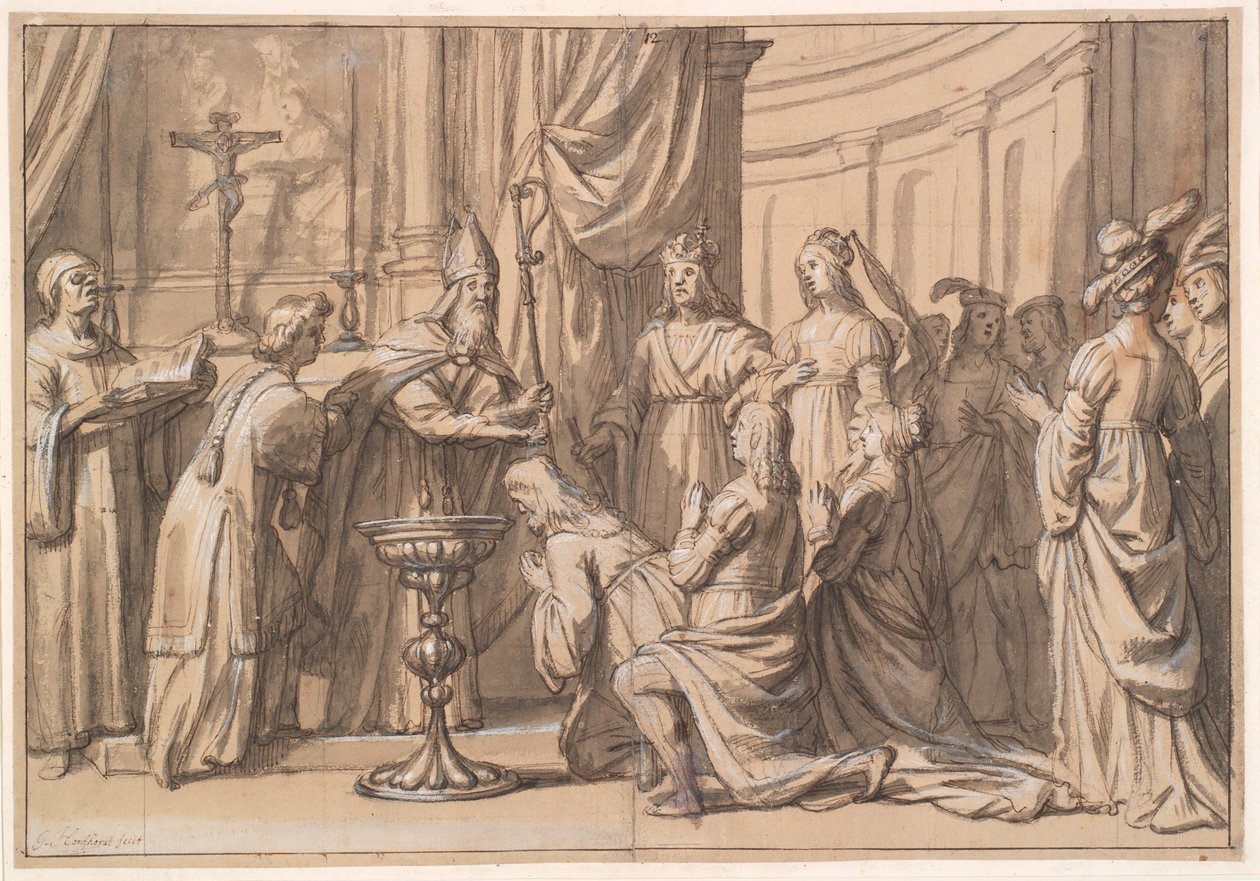 Harold Klak és családja Mainzban megkeresztelkedik alkotó: Gerard van Honthorst
