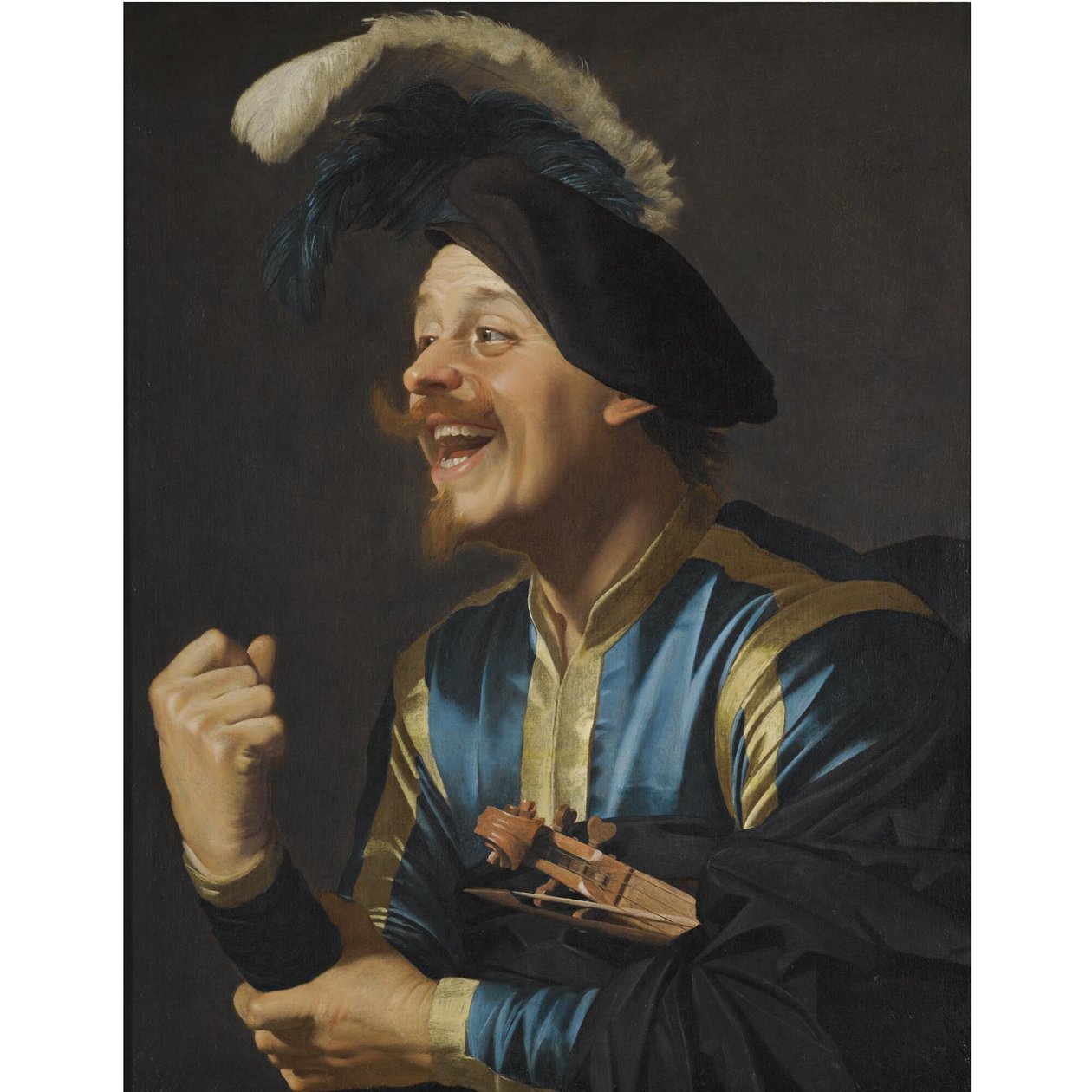 Nevető zenész hegedűvel a hóna alatt alkotó: Gerard van Honthorst