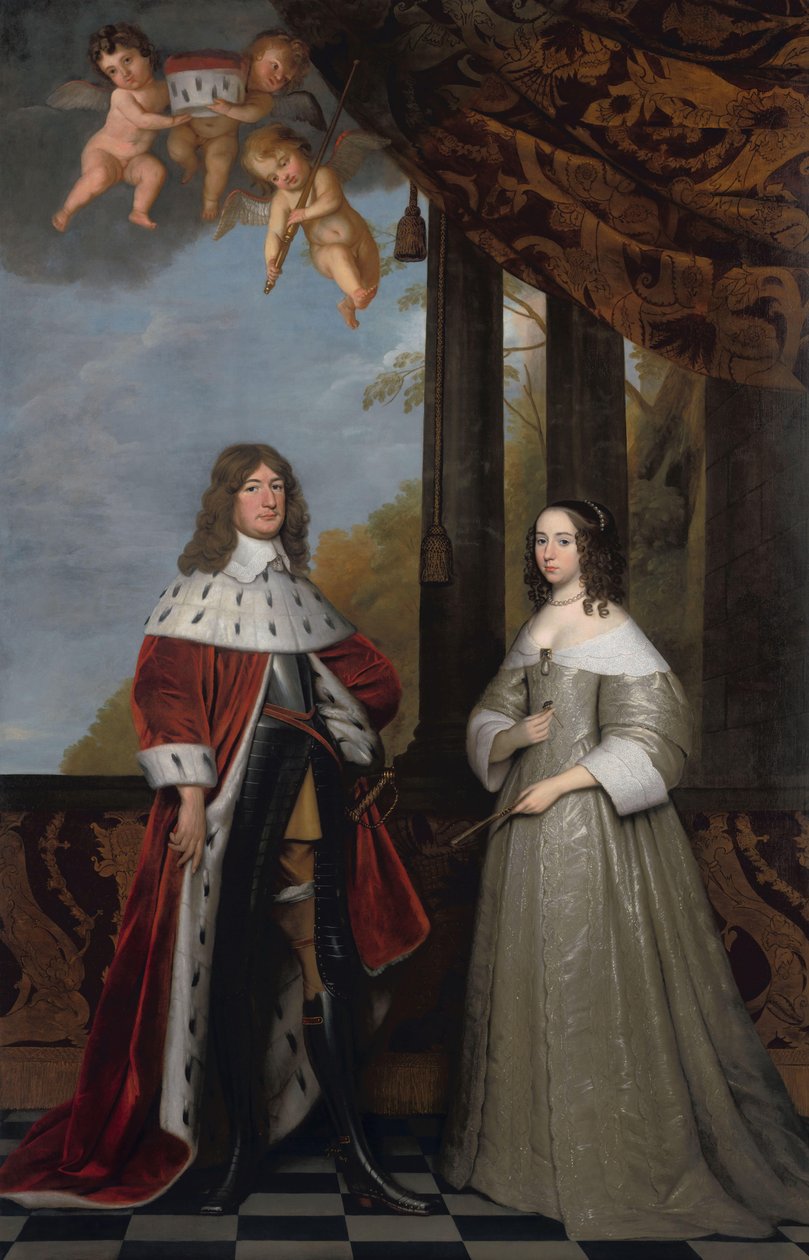 Friedrich Wilhelm (1620-88), brandenburgi választófejedelem és felesége, Louise Henriette (1627-67), Orange-Nassau grófnő portréja alkotó: Gerard van Honthorst