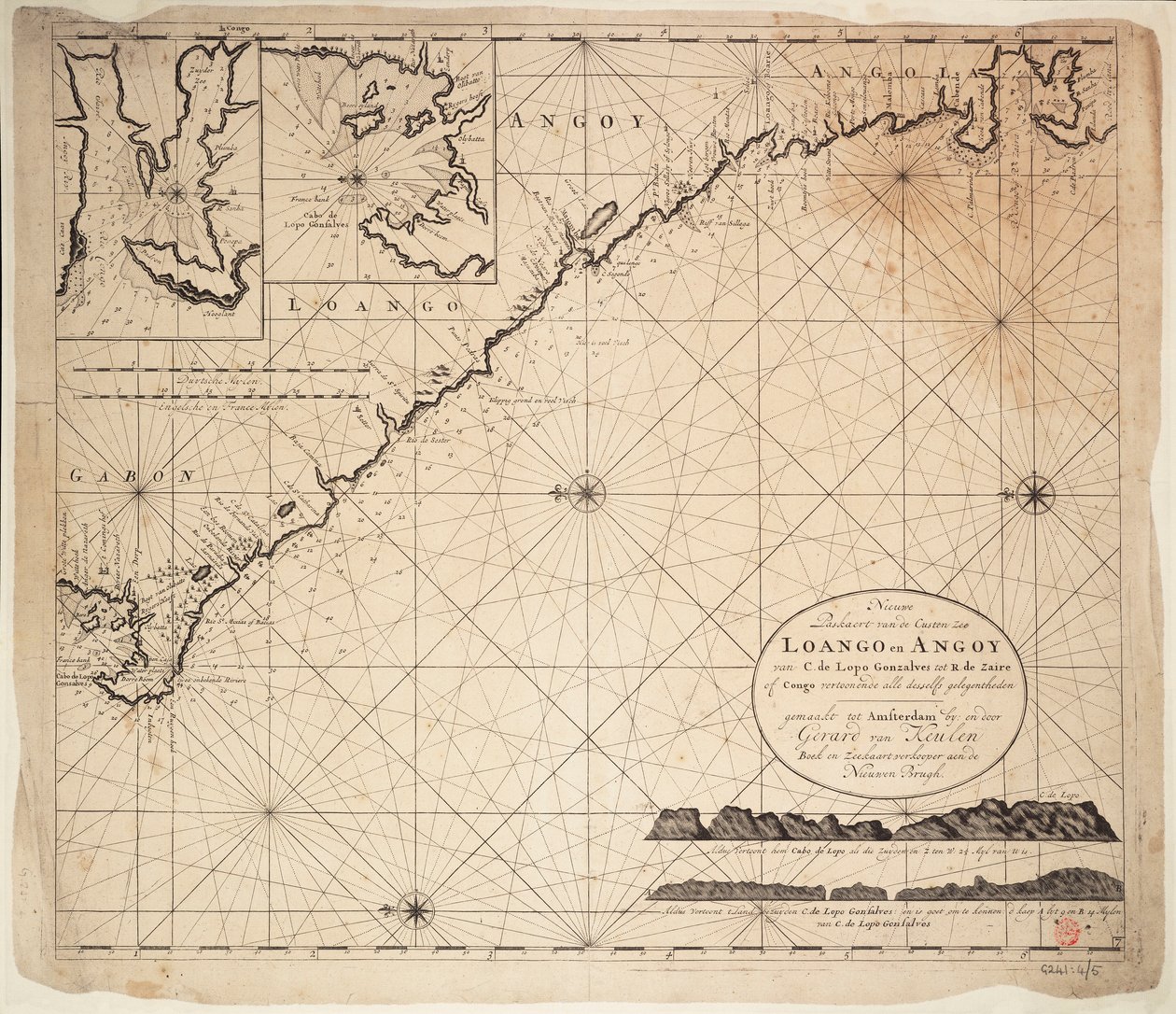 A Guineai-öböl térképe, Afrika, 18. század eleje (metszet) alkotó: Gerard van Keulen