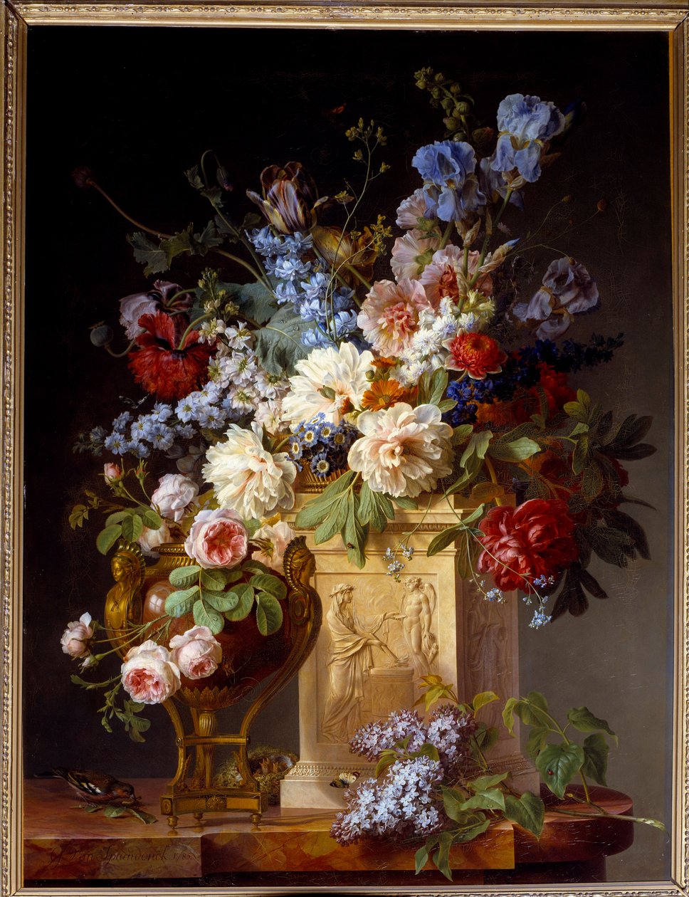 Kosár és virágváza. Gerard De Spaendonck (1746-1822) festménye alkotó: Gerard van Spaendonck