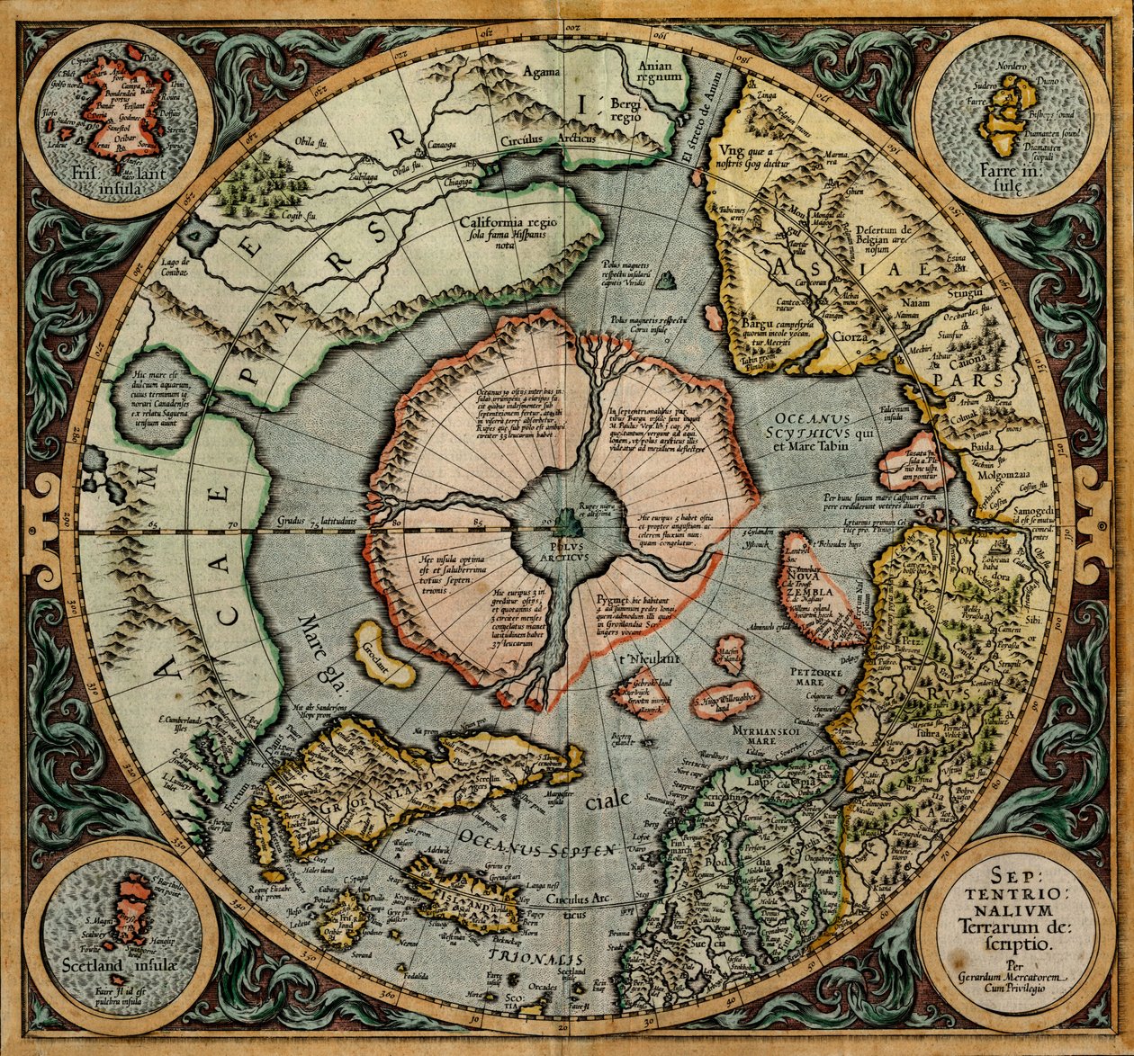 Septentrionalium Terrarum Descriptio (Az északi félteke térképe), 1595 körül (rézmetszet) alkotó: Gerardus (after) Mercator
