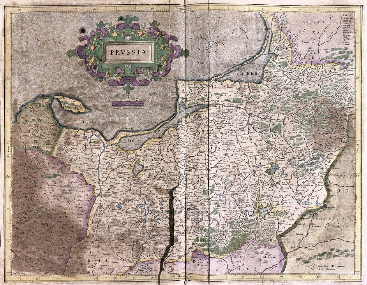 Lengyelország antik térképe - ma Litvánia (metszet alkotó: Gerardus Mercator
