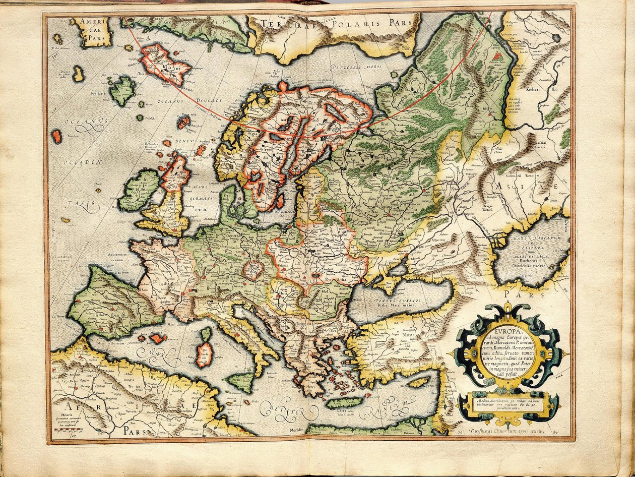 Atlasz vagy kozmográfiai meditációk a világról és a fabrikált Fugura Európáról: Livonia, Oroszország alkotó: Gerardus Mercator