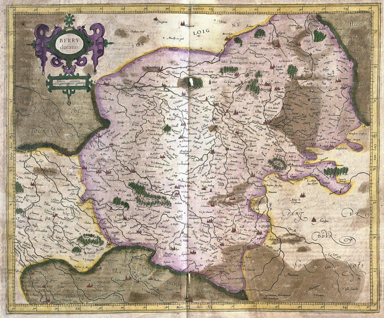 Bourges (Loire völgye), Franciaország (metszet alkotó: Gerardus Mercator