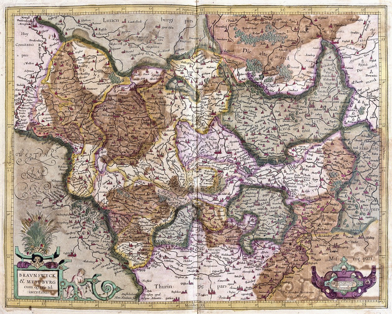 Braunschweig és Magdeburg, Németország (metszet alkotó: Gerardus Mercator