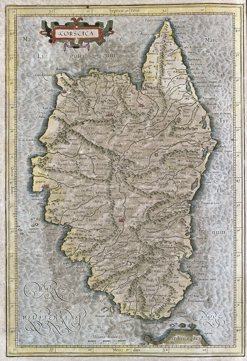 Korzika, Franciaország (metszet alkotó: Gerardus Mercator