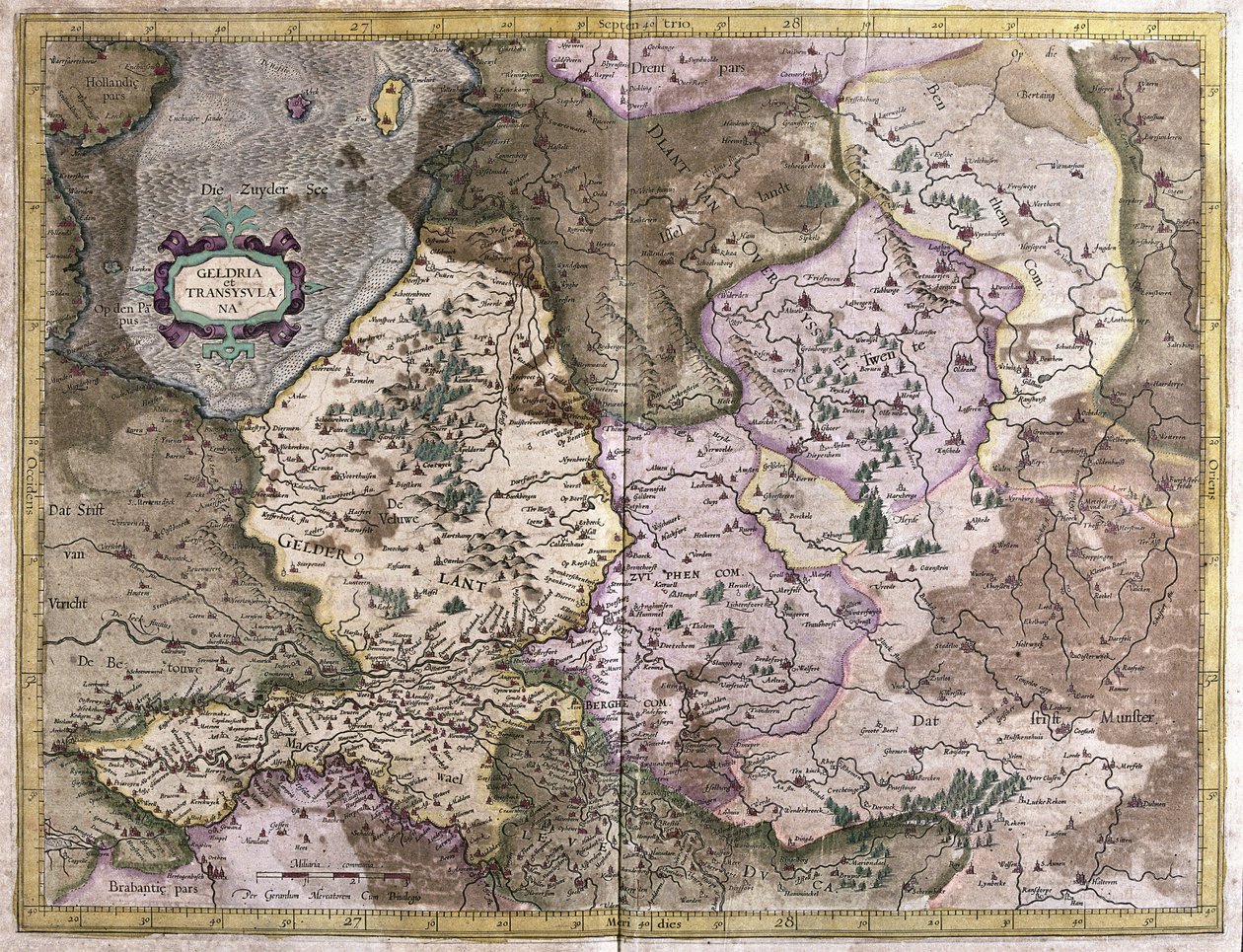 Gelderland és Overijssel, Hollandia (metszet alkotó: Gerardus Mercator