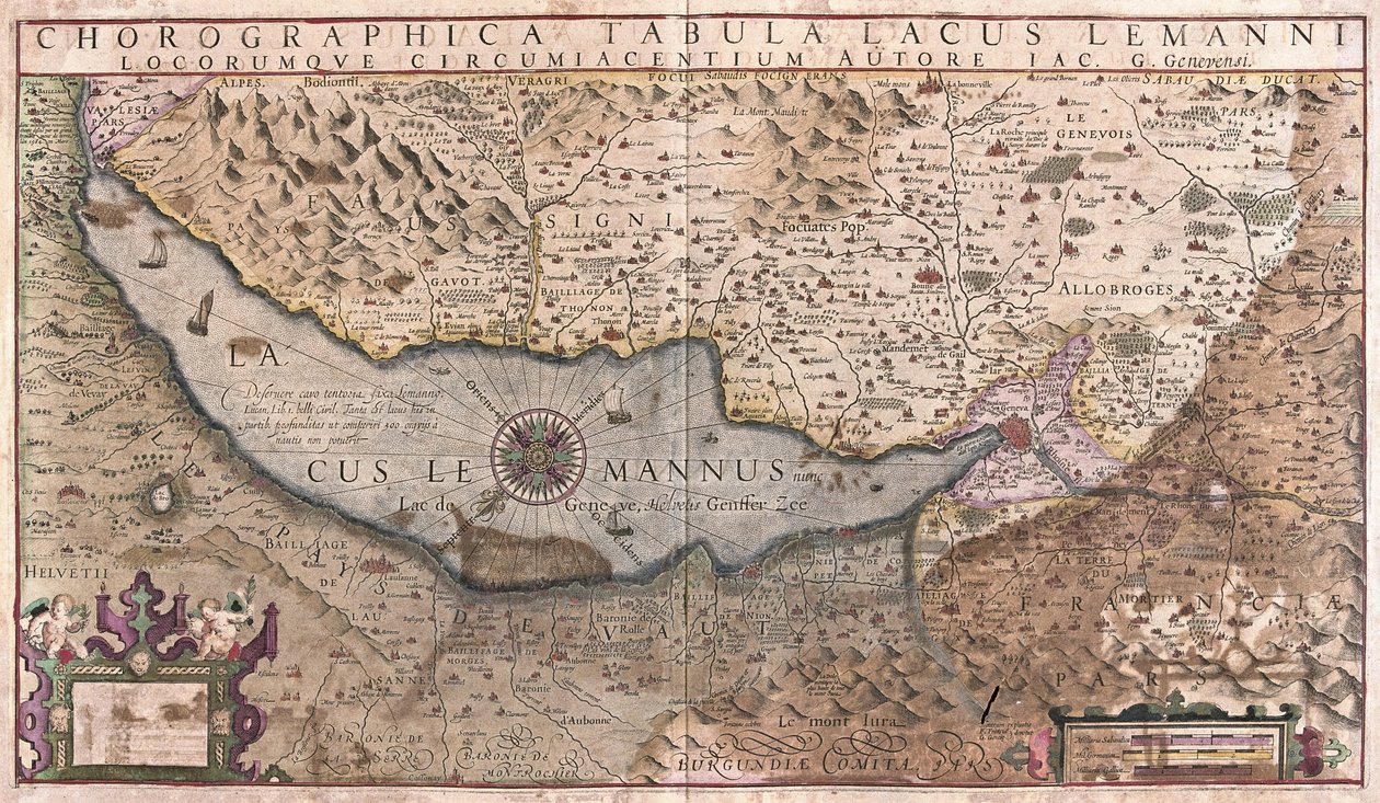 Genfi-tó, Svájc (metszet alkotó: Gerardus Mercator