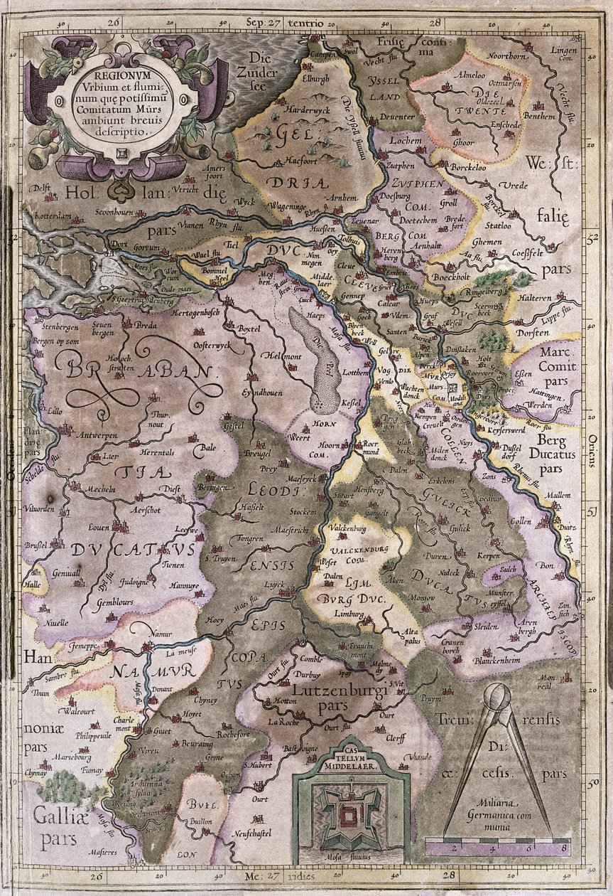 Hollandia és Brabant, Belgium (metszet alkotó: Gerardus Mercator