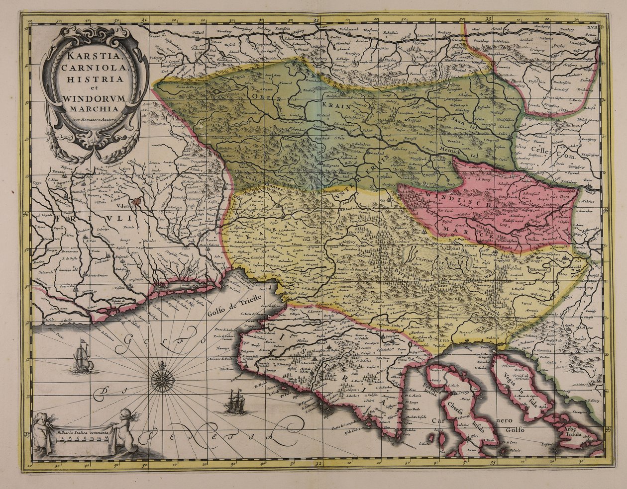 Karstia, Carniola, Histria et Windorum marchia alkotó: Gerardus Mercator