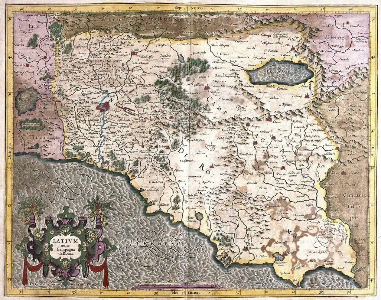 Lazio, Olaszország (metszet alkotó: Gerardus Mercator