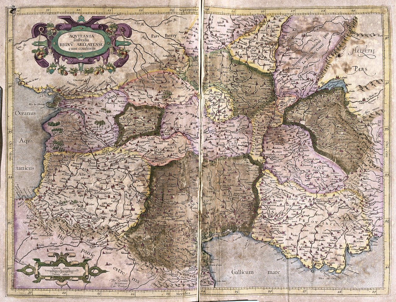 Limousine, Languedoc, Auvergne, Burgundia és Provence, Dél-Franciaország alkotó: Gerardus Mercator