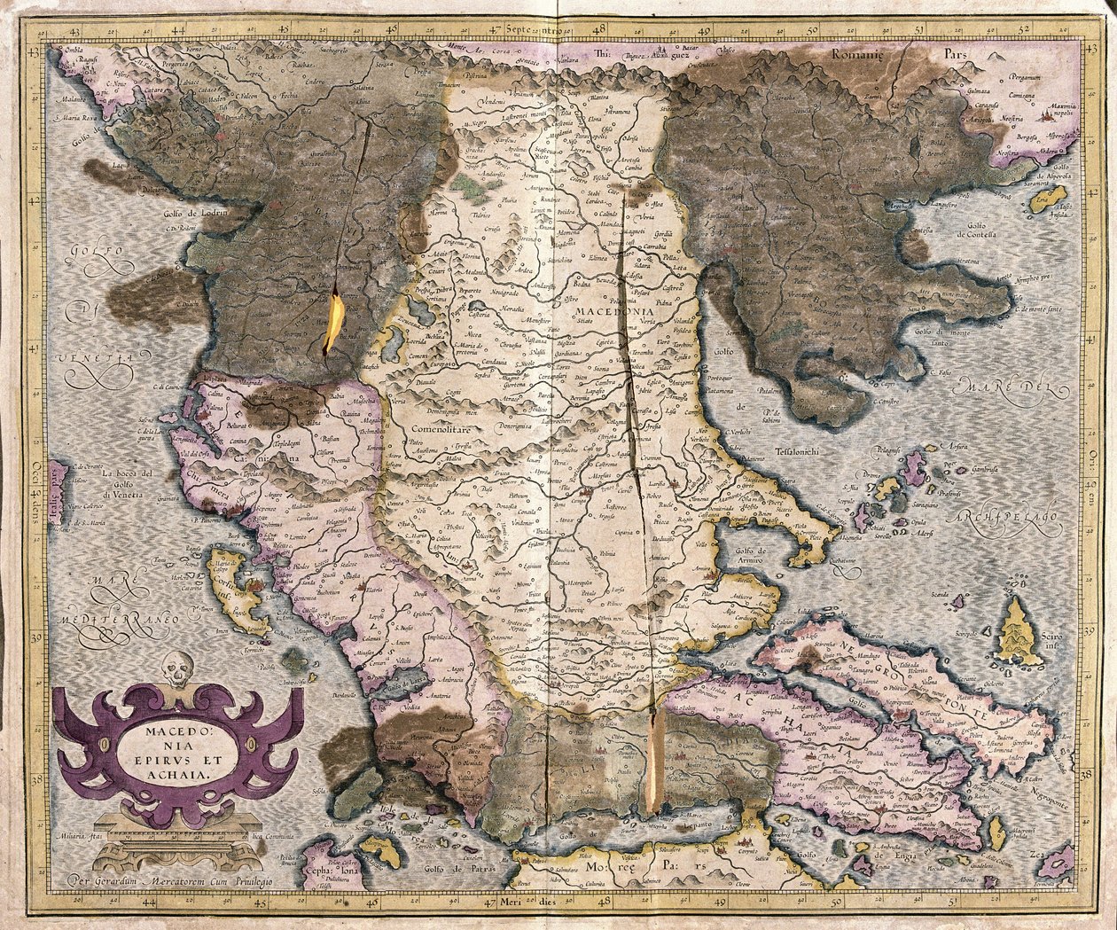 Macedónia és Görögország (metszet alkotó: Gerardus Mercator