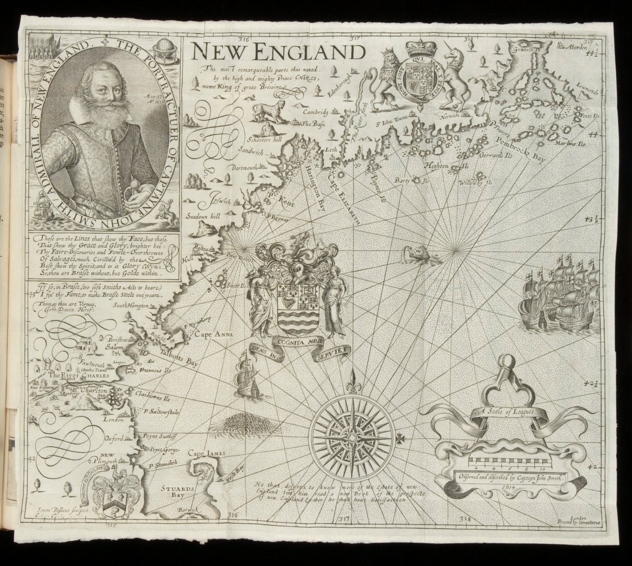 Új-Anglia térképe, a Historia Mundiból: vagy Mercator
