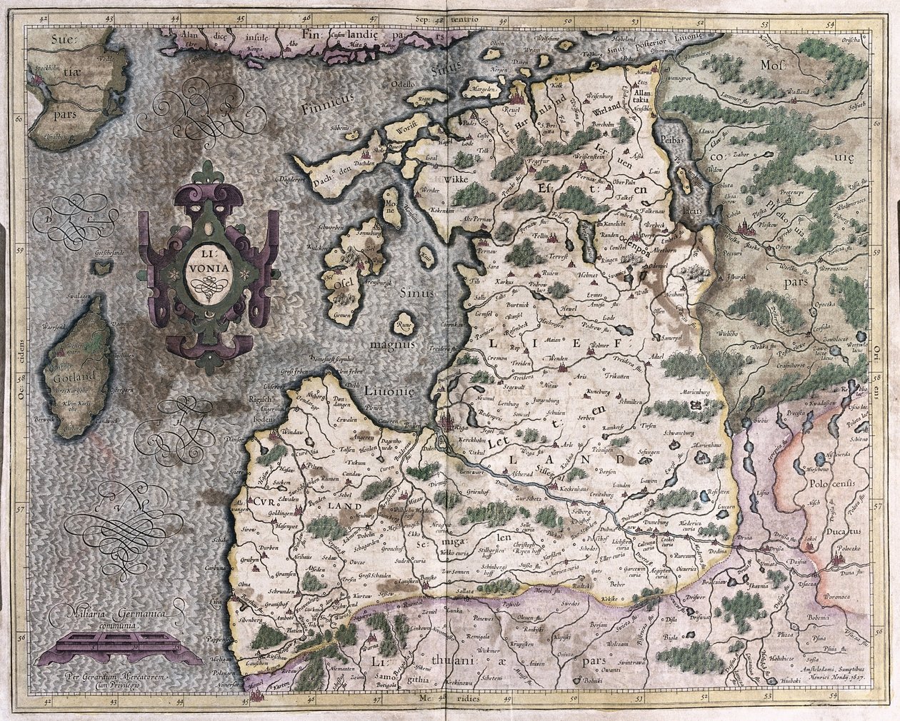 Északi-balti régió, Riga, Lettország (metszet alkotó: Gerardus Mercator