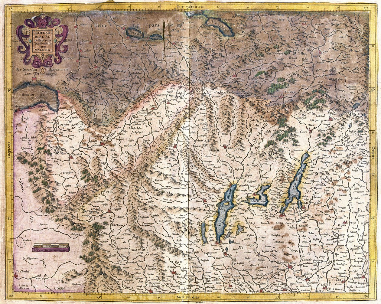 Észak-Olaszország (metszet alkotó: Gerardus Mercator