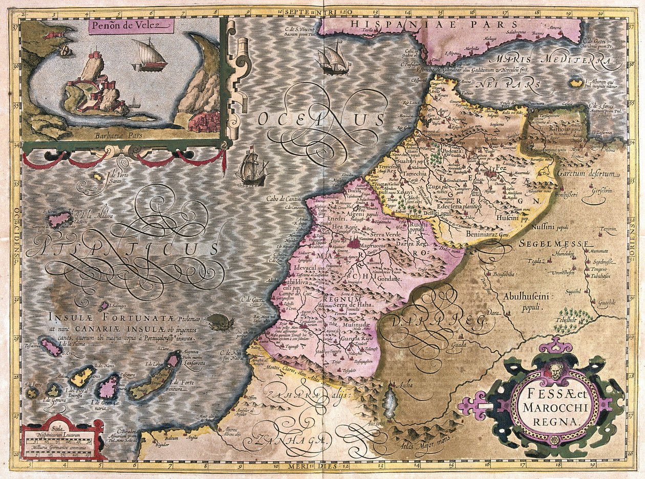Északnyugat-Afrika a Kanári-szigetekkel (metszet alkotó: Gerardus Mercator
