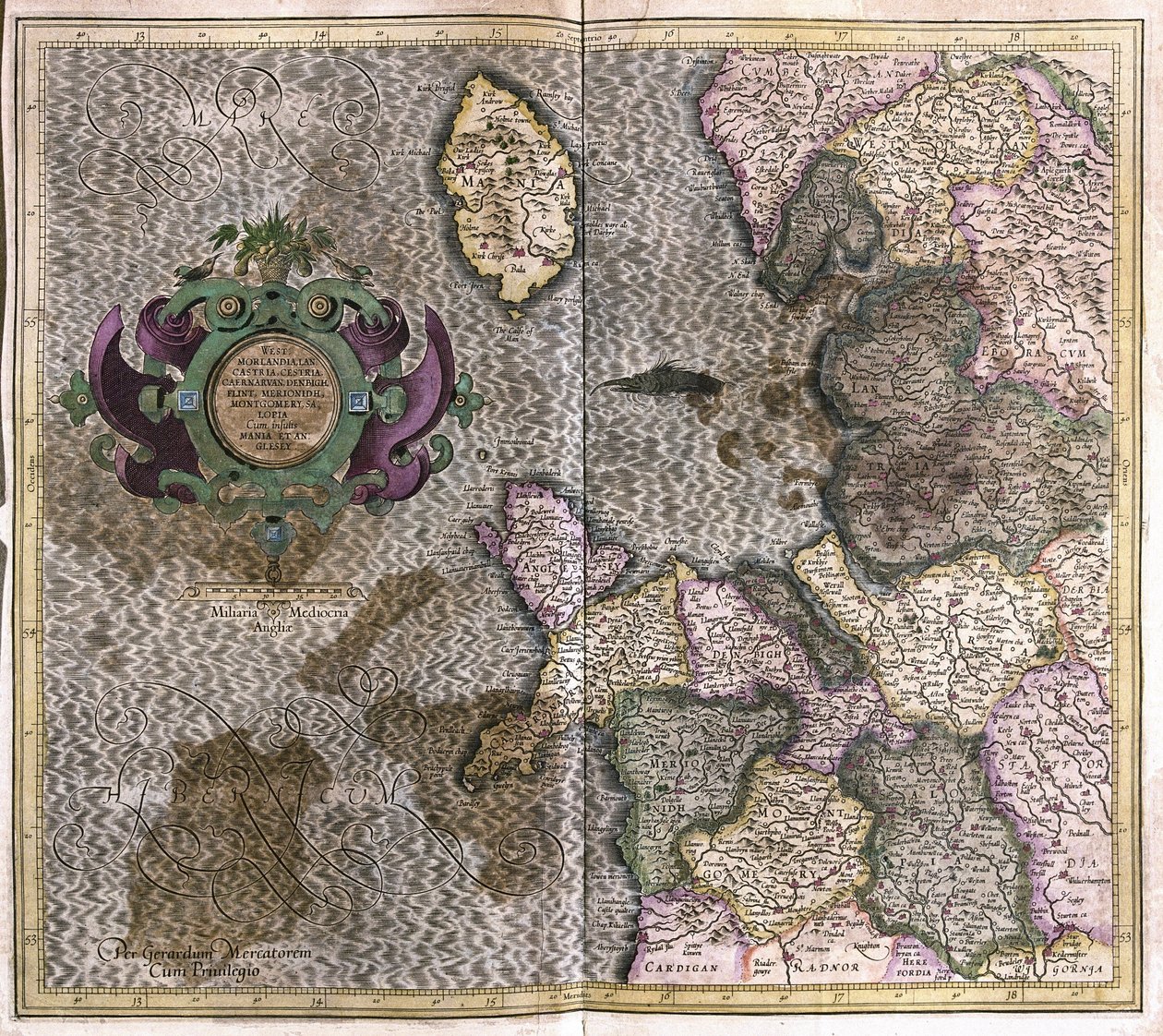 Északnyugat-Anglia (metszet alkotó: Gerardus Mercator