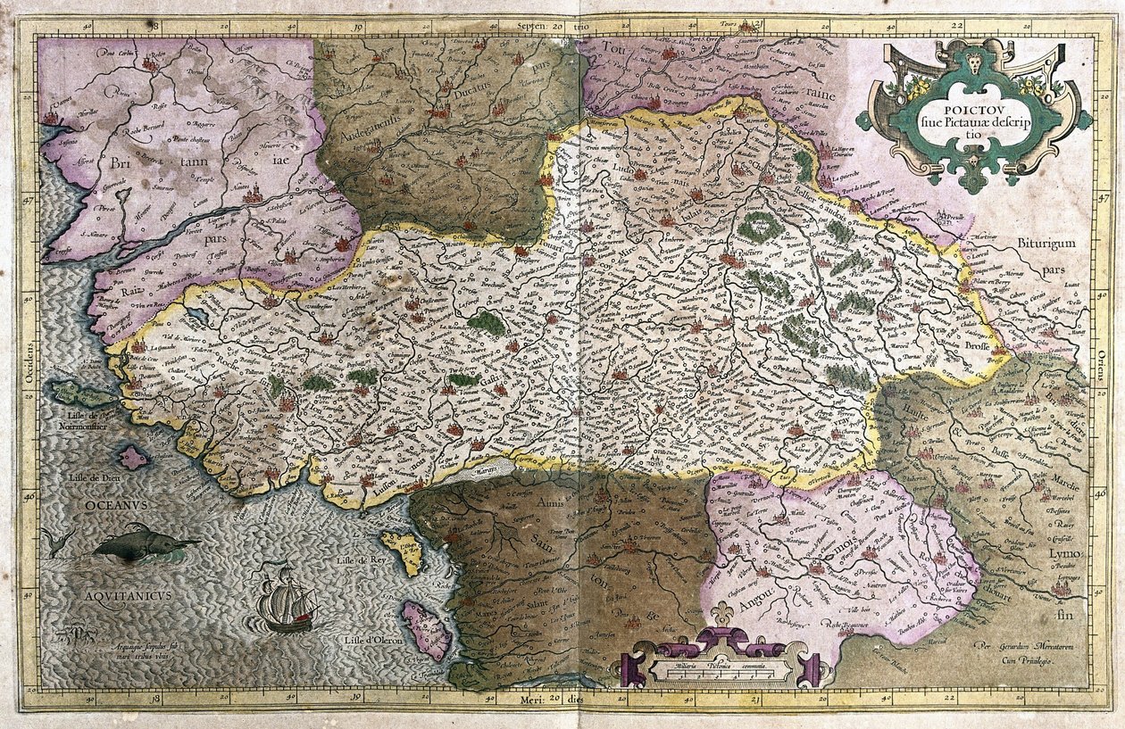 Poitou, Franciaország (metszet alkotó: Gerardus Mercator