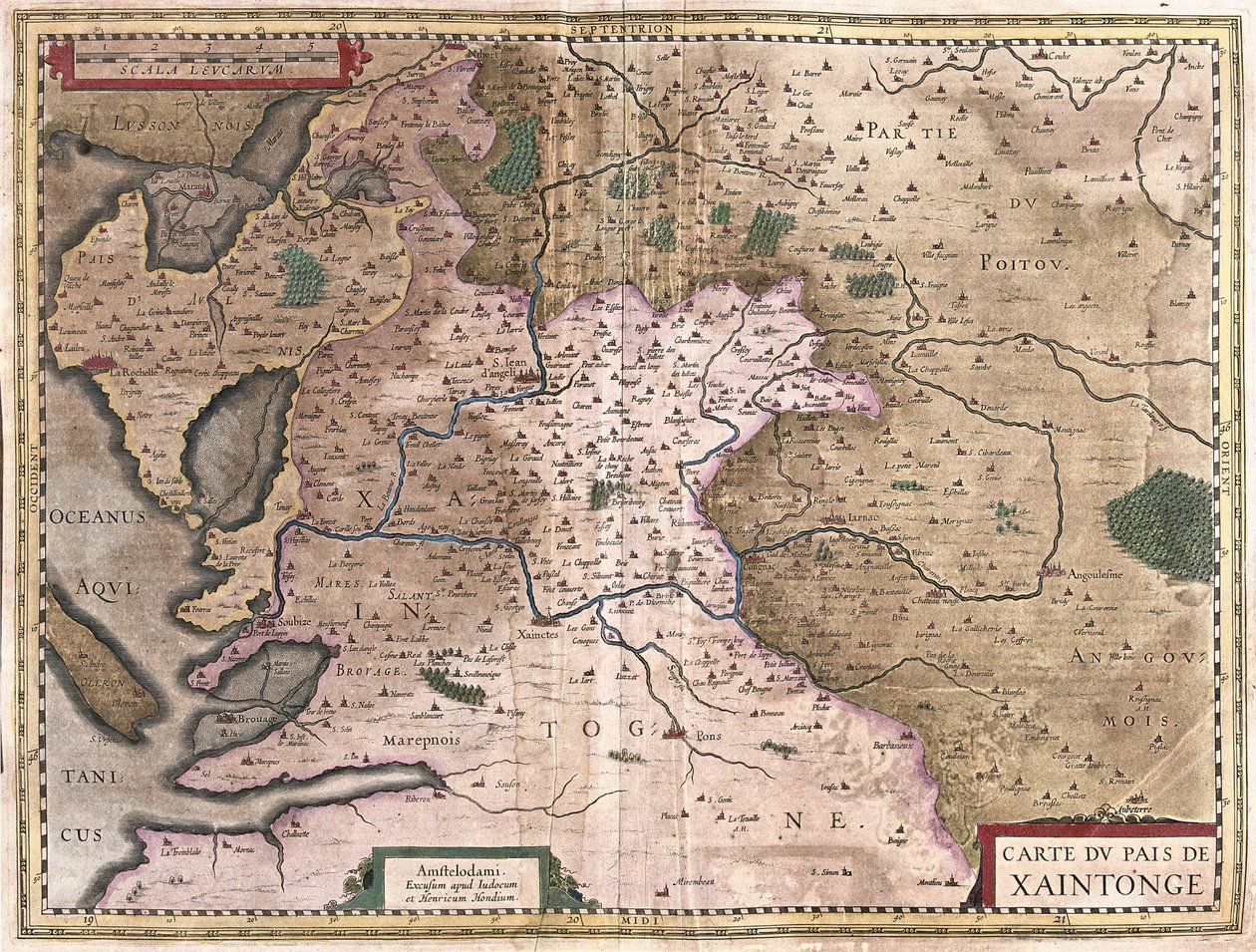 Saintonge La Rochelle-lel és Ile Oleronnal, Franciaország (metszet alkotó: Gerardus Mercator