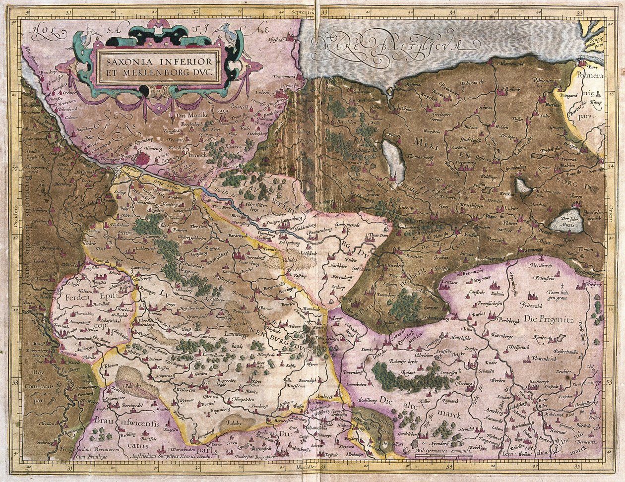 Szászország és Mecklenburg, Németország (metszet alkotó: Gerardus Mercator