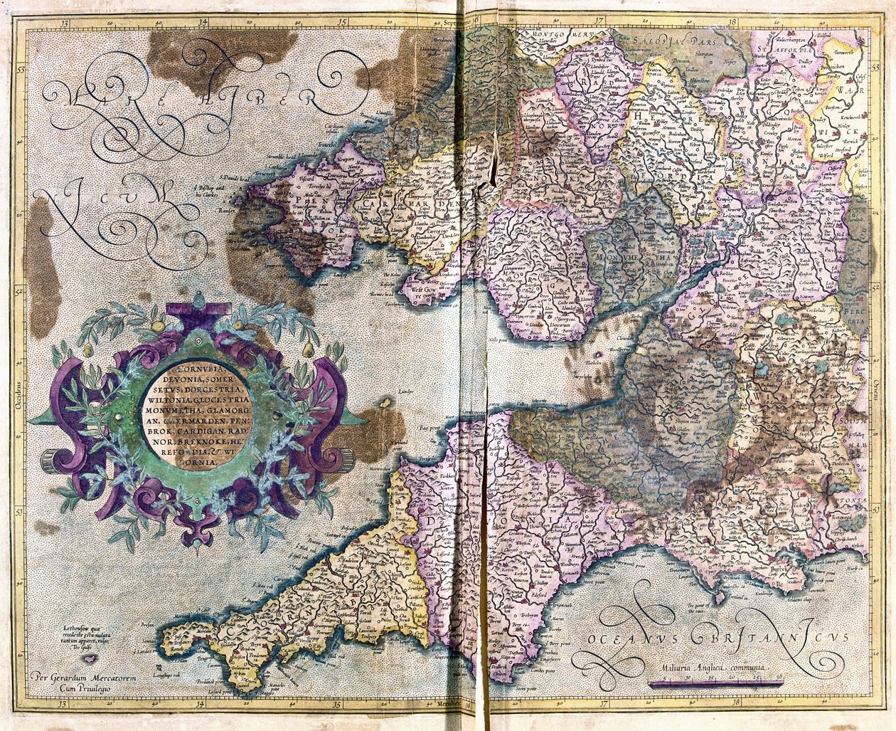 Délnyugat-Anglia (metszet alkotó: Gerardus Mercator