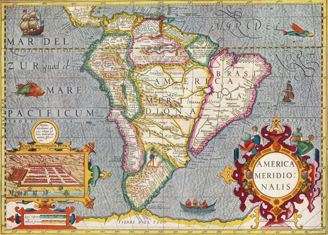 Dél-Amerika Amerika Meridionalis: Gerardus Mercator atlaszából, 1633, 1936 alkotó: Gerardus Mercator