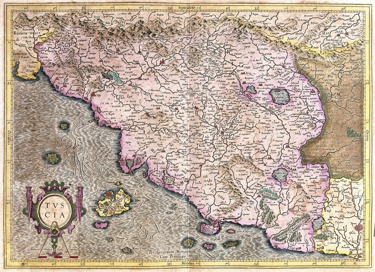 Toszkána, Olaszország (metszet alkotó: Gerardus Mercator