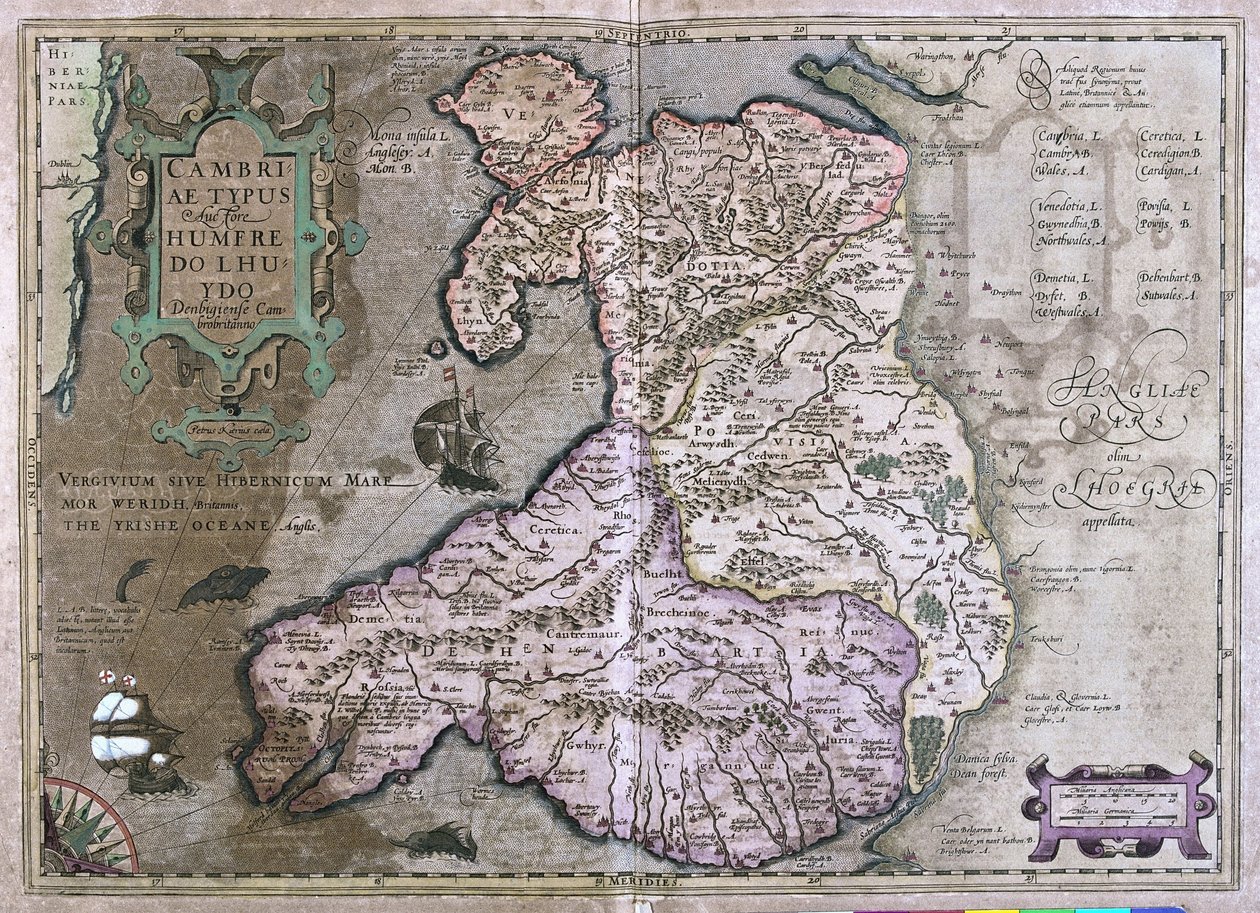 Wales, Nagy-Britannia (metszet alkotó: Gerardus Mercator