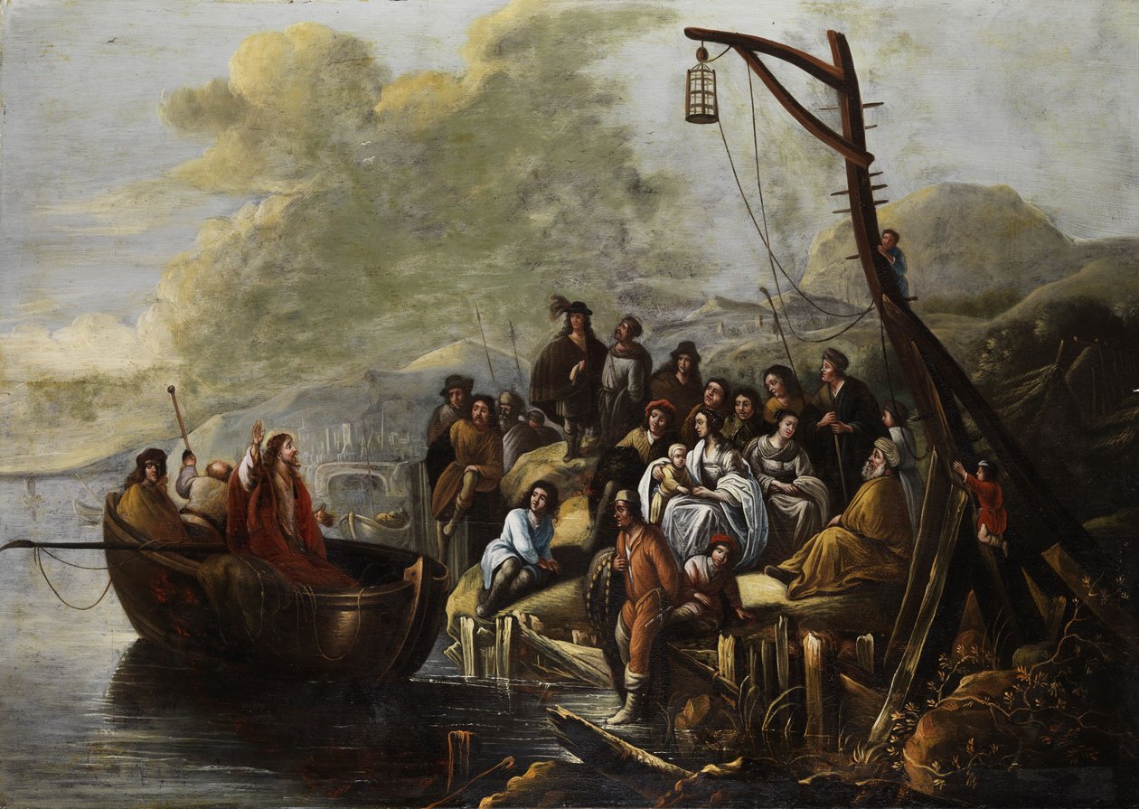 Jézus a Galileai -tengeren prédikál alkotó: Gerbrand van den Eeckhout