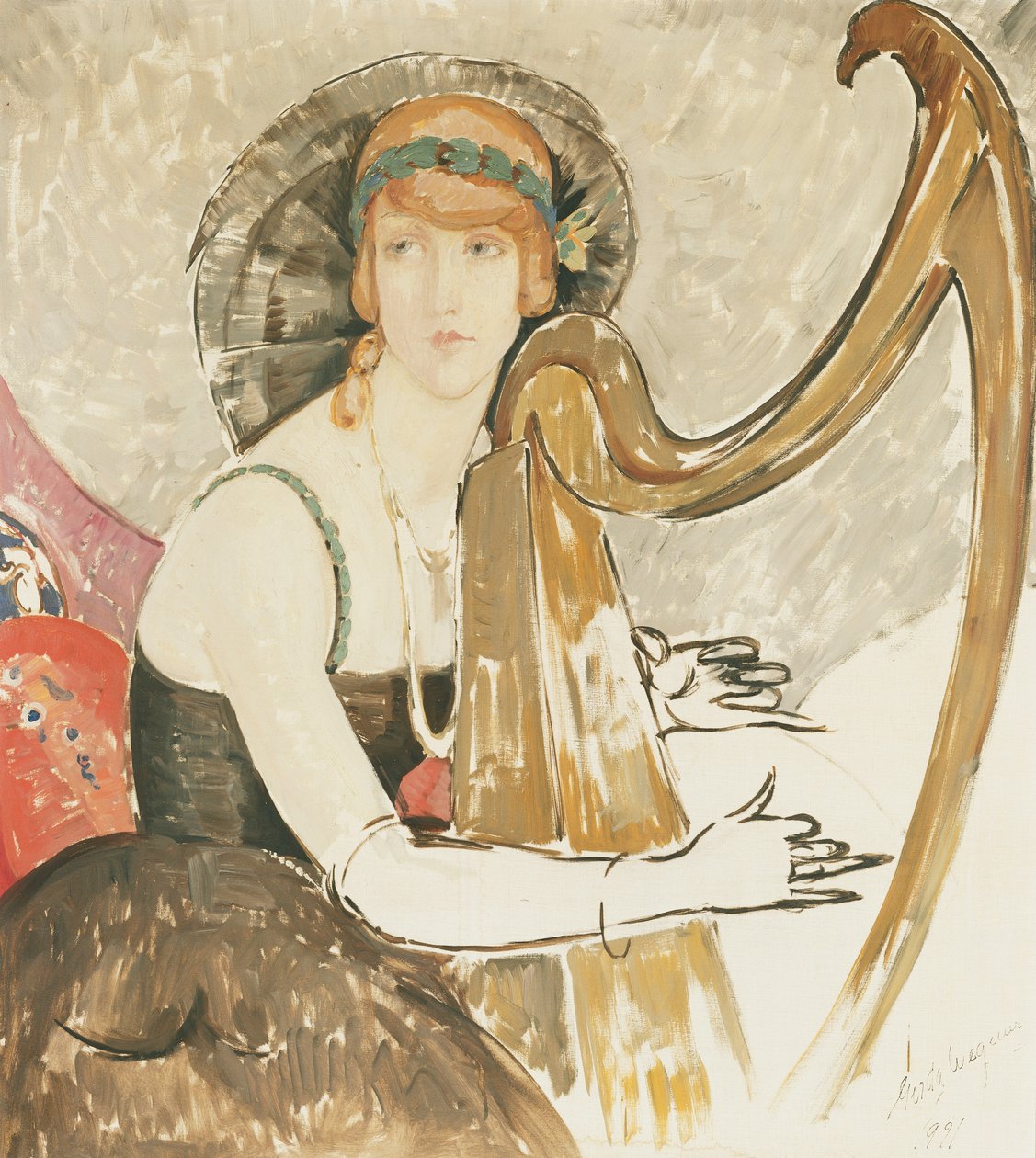 Hárfán játszó hölgy alkotó: Gerda Marie Frederike Wegener