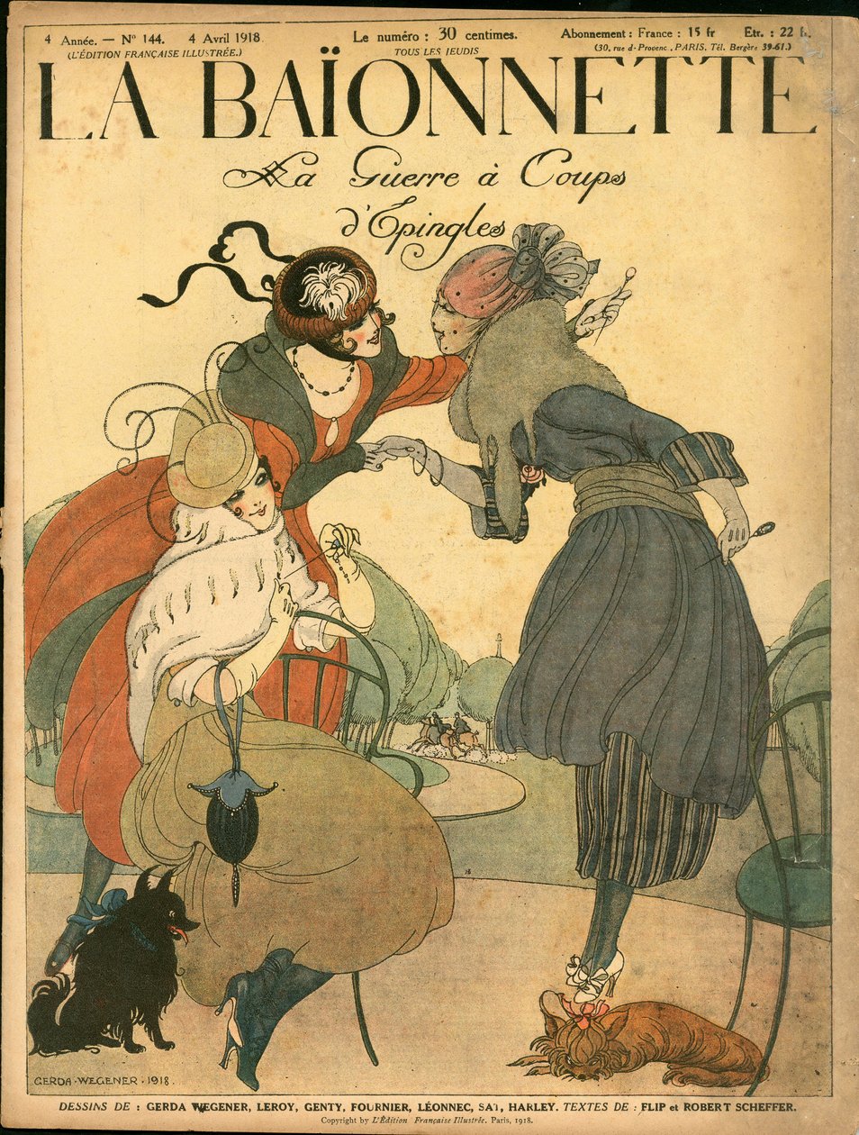 A „” La Baionnette”, Satiric en Colors borítója alkotó: Gerda Marie Frederike Wegener
