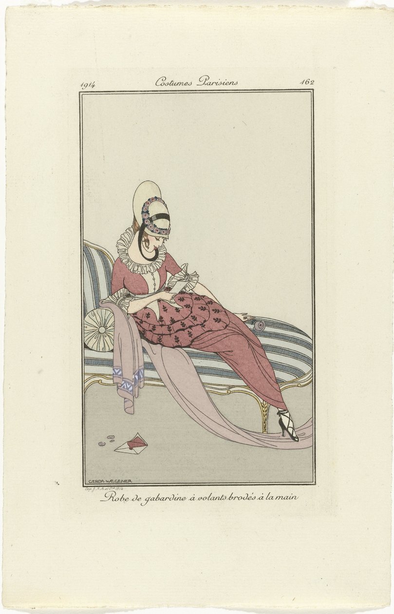 Journal des Dames et des Modes, Costumes Parisiens, 1914, 162. szám: Gabardin (...) alkotó: Gerda Wegener