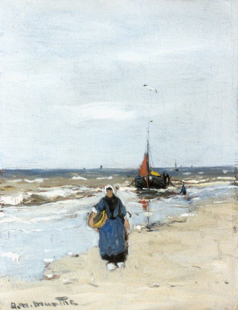 Halászfeleség a katwijki strandon alkotó: Gerhard Morgenstjerne Munthe