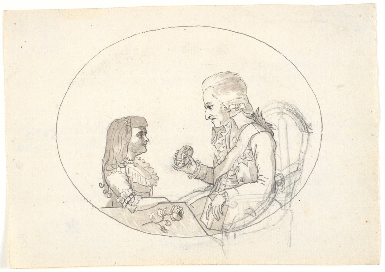 Frederik koronaherceg a koronaherceggel (VIII. kr.) Sofie Frederikke néhai koronahercegnő portréját mutatja. alkotó: Gerhard Ludvig Lahde