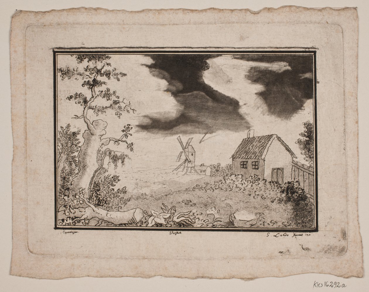 Táj, ház és malom alkotó: Gerhard Ludvig Lahde