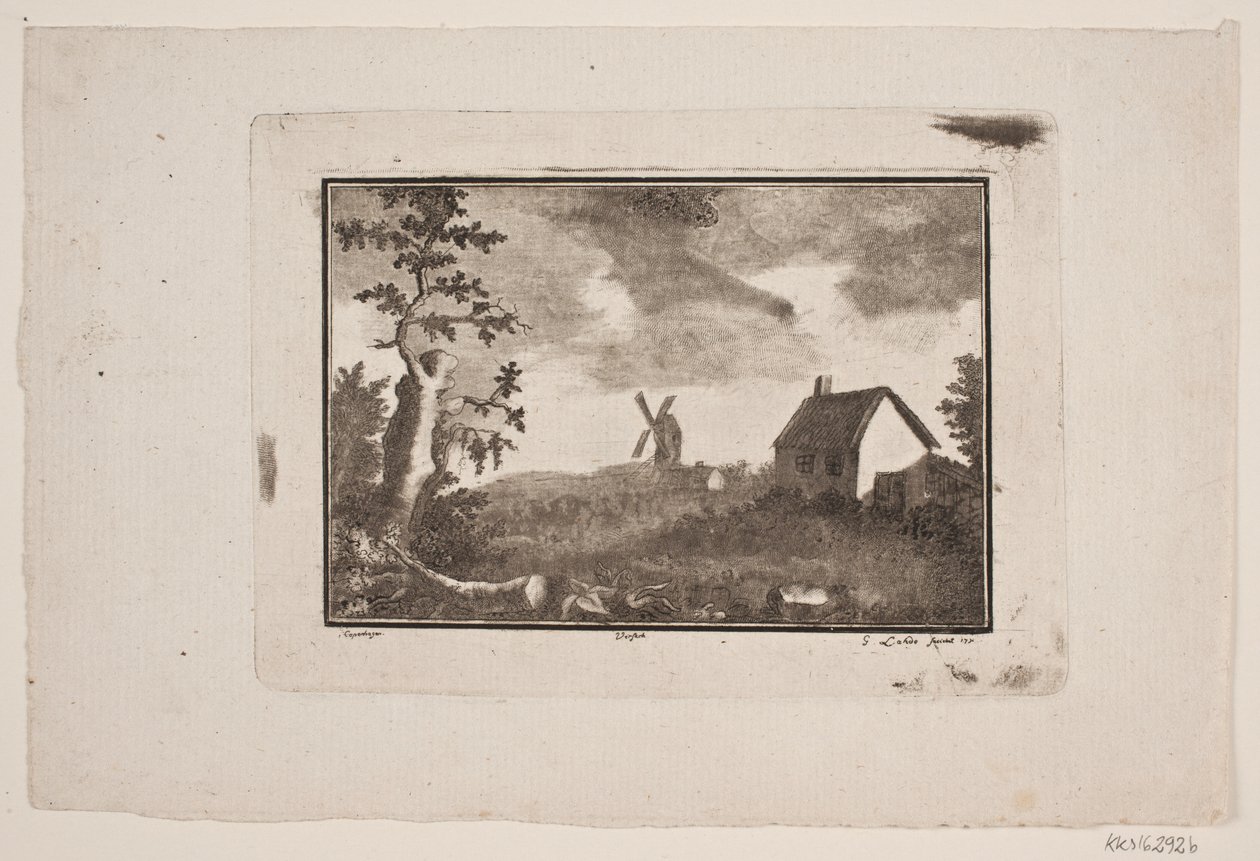Táj, ház és malom alkotó: Gerhard Ludvig Lahde