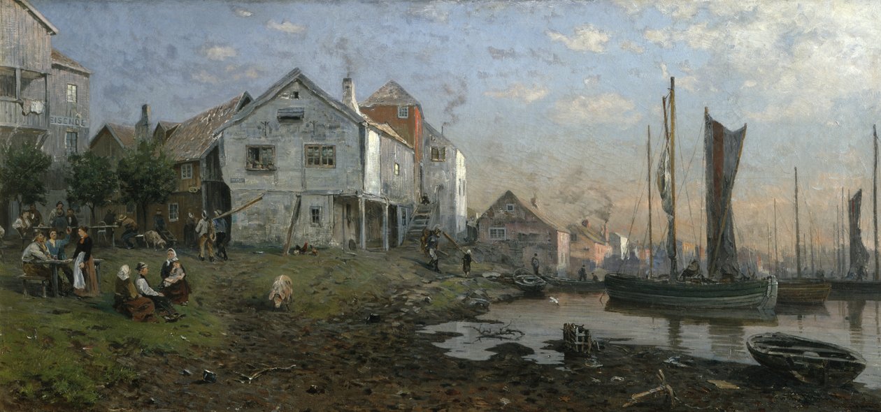 Reggel egy halászfaluban alkotó: Gerhard Peter Frantz Vilhelm Munthe